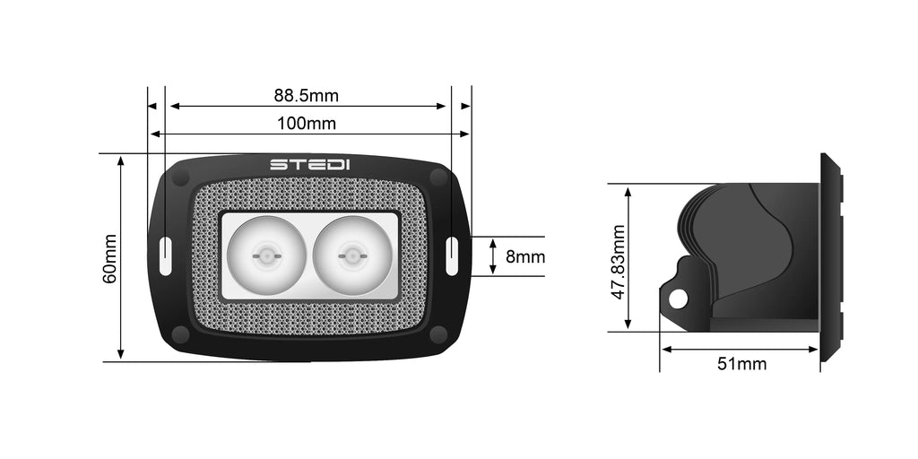 STEDI 10W Mini Einbau Flood LED Work Light