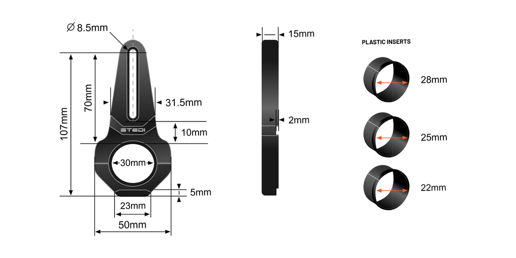 STEDI VICE CLAMP Rohrklemme Montagehalterungen (kleine Größen) | Schwarz