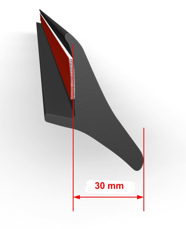 Fender flares 30 mm 4 pieces á 2 meters (made of black hard rubber)