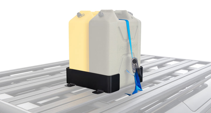 Rhino Rack double canister mount including ZWIFLOC and lashing strap for Pioneer platform, horizontal