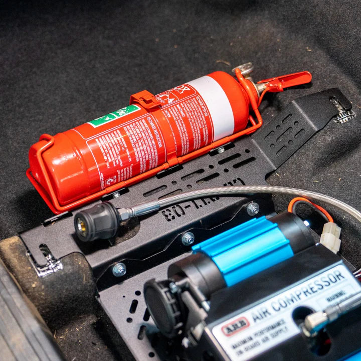 Compressor & Fire Extinguisher Holder (Under Seat) for Suzuki Jimny JB74 - Pirate CAMP CO.