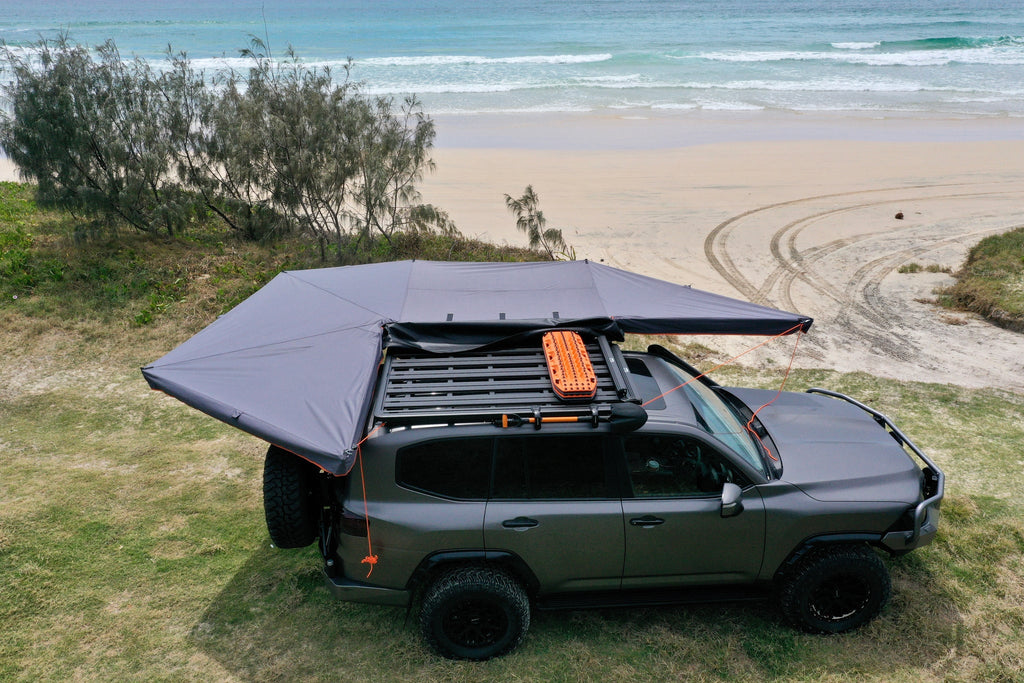 CampBoss BOSS SHADOW 270XL awning with tent entrance