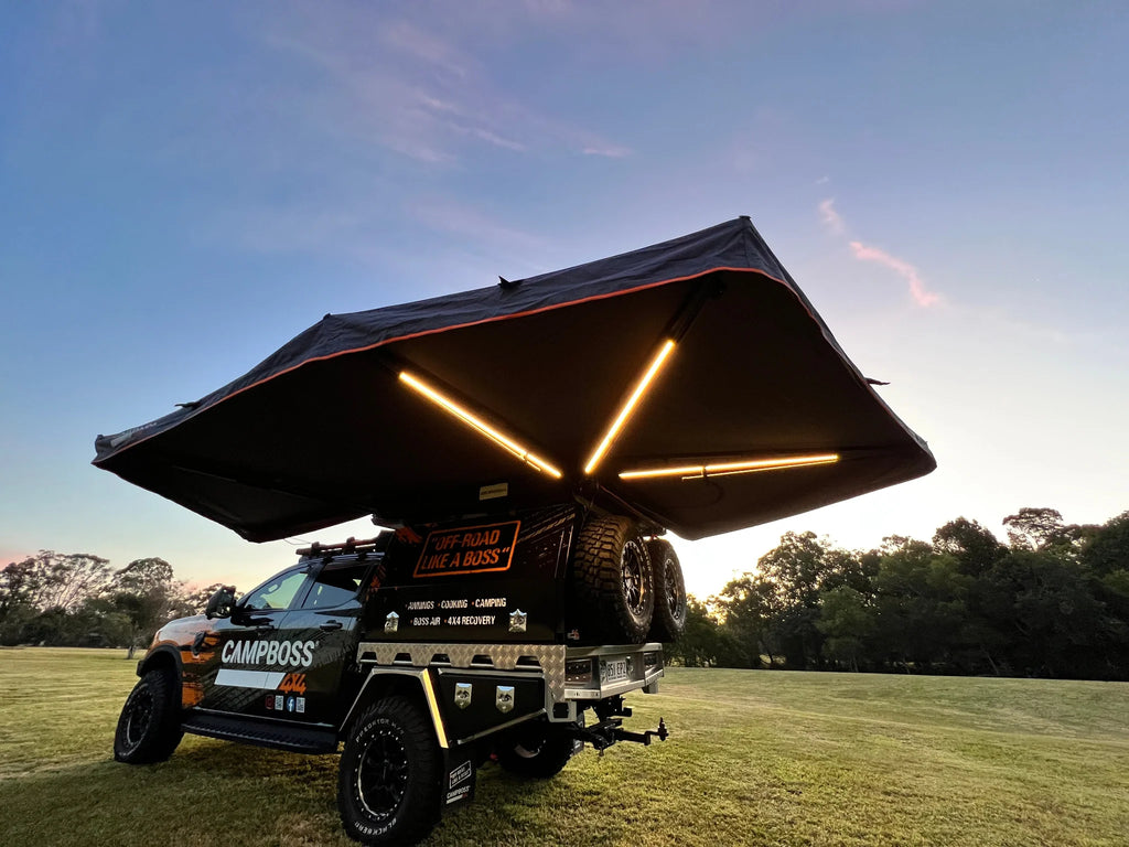 CampBoss BOSS SHADOW 270XL awning with tent entrance