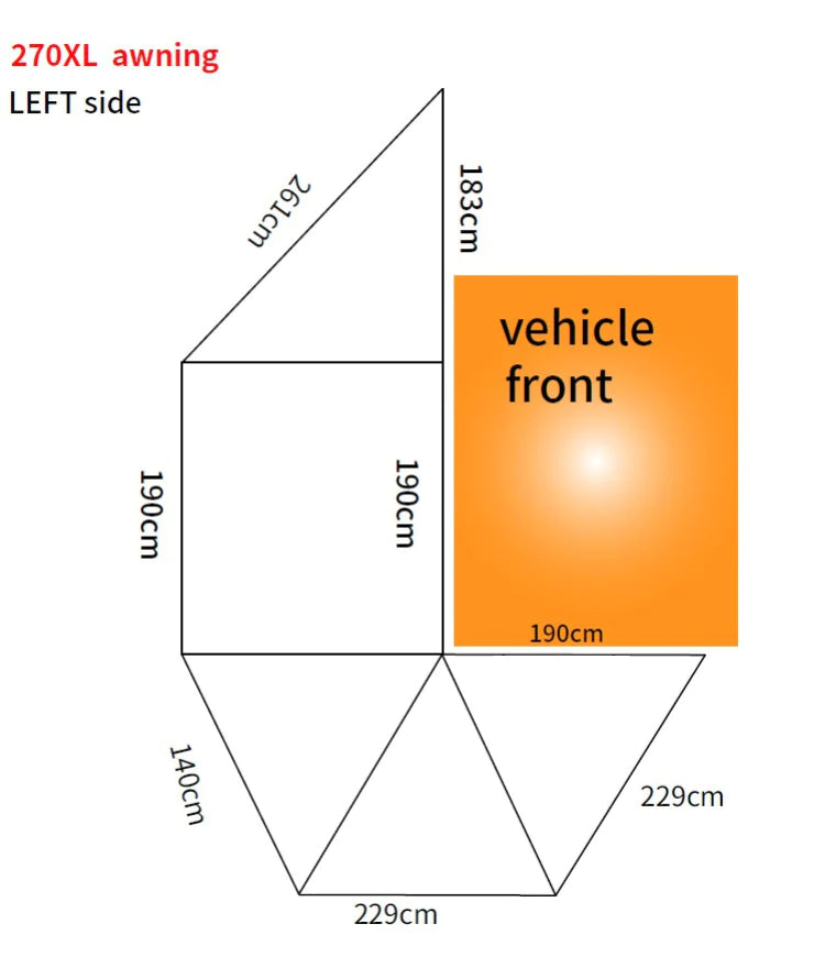 CampBoss BOSS SHADOW 270XL awning with tent entrance