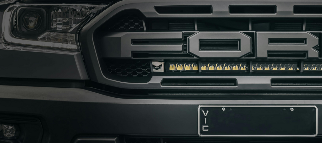 STEDI Ford Ranger Raptor PX3 grille mount with ST1K (yellow) + high beam adapter