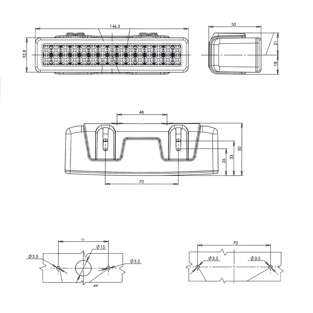 LED reversing light ECE - 12/24V flat