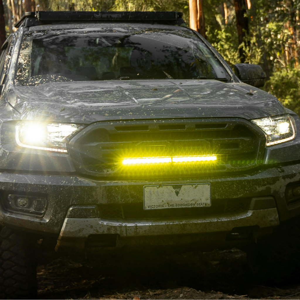 STEDI Ford Ranger Raptor PX3 grille mount with ST1K (yellow) + high beam adapter