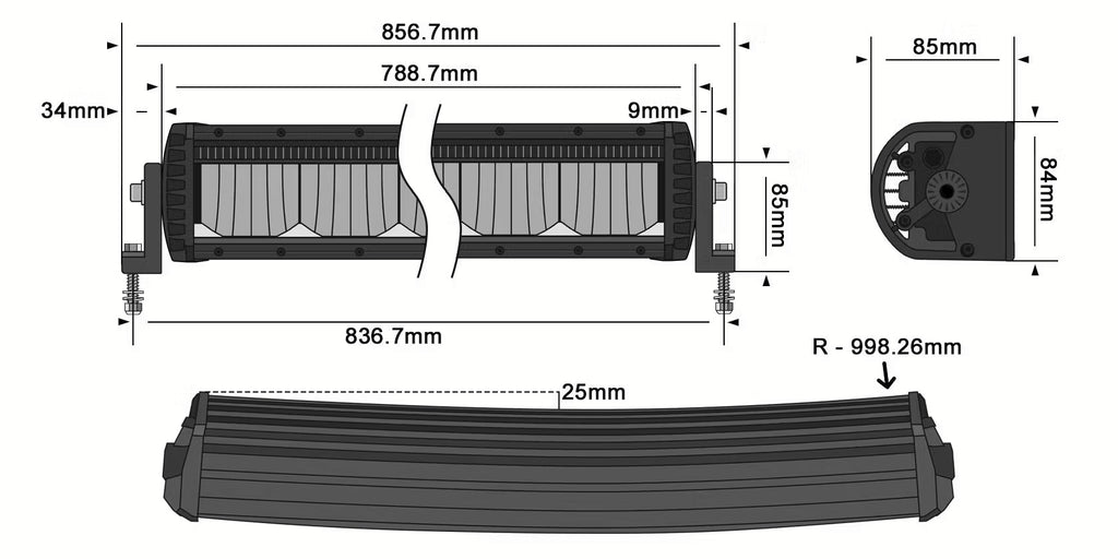 STEDI Marine Light Bar ST2K Curved 31 inches