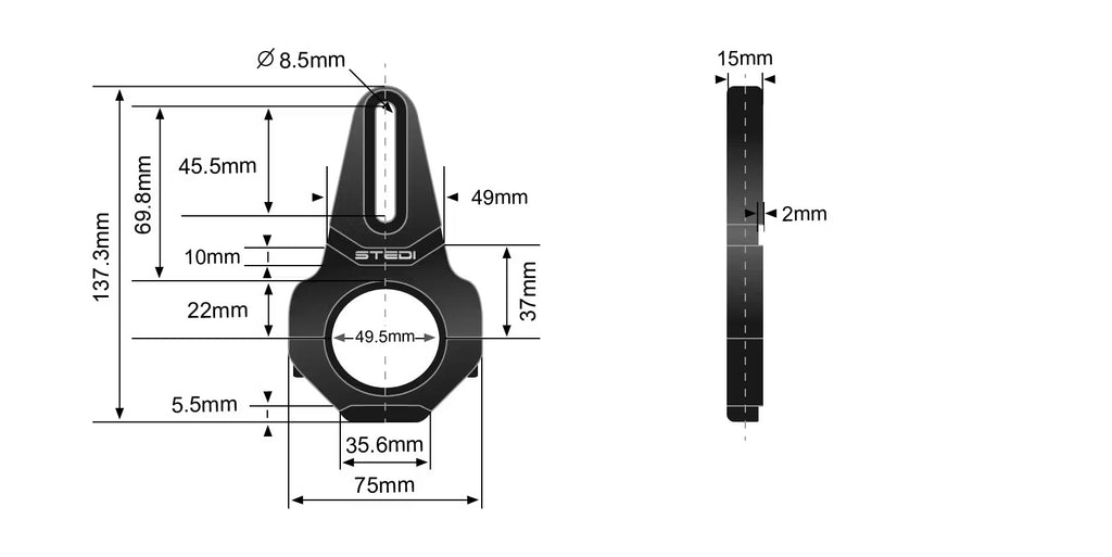 STEDI VICE CLAMP Rohrklemme Montagehalterungen (große Größen)  | Schwarz