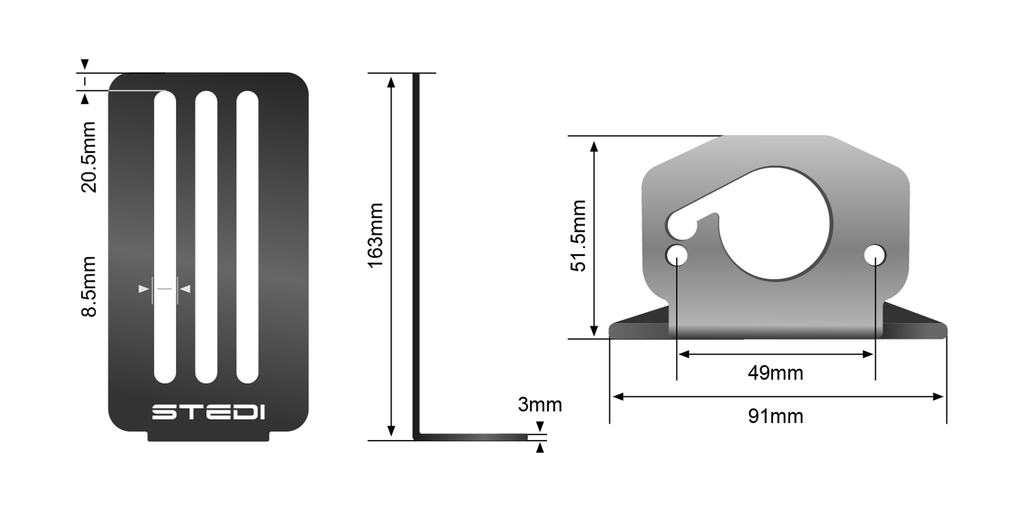 STEDI roof rack mount (pair) for Surface Rock Lights (ARB, RhinoRack, and many more..)