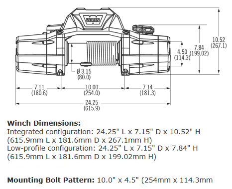 WARN ZEON 10s, 12V 4.500KG Zugkraft inkl. Kunststoffseil