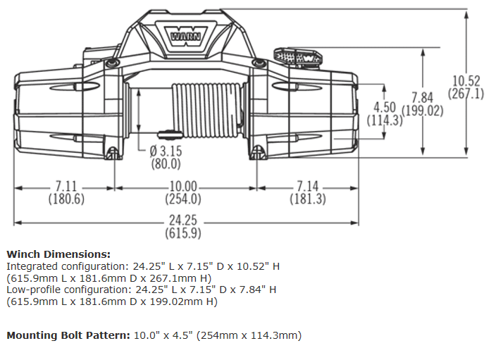 WARN ZEON 8s, 12V 3.600KG Zugkraft inkl. Kunststoffseil