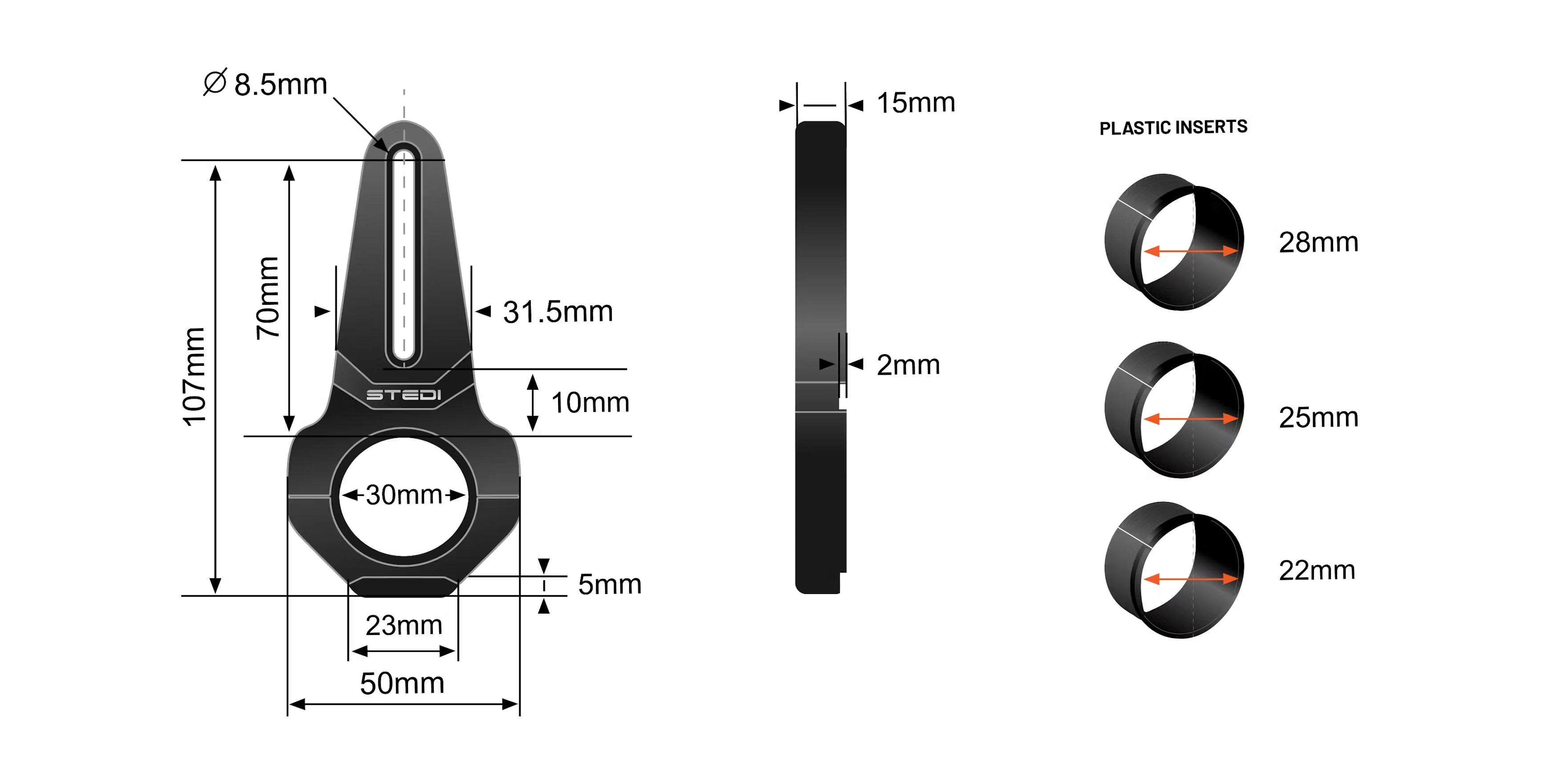 STEDI VICE CLAMP Pipe Clamp Mounting Brackets | Black