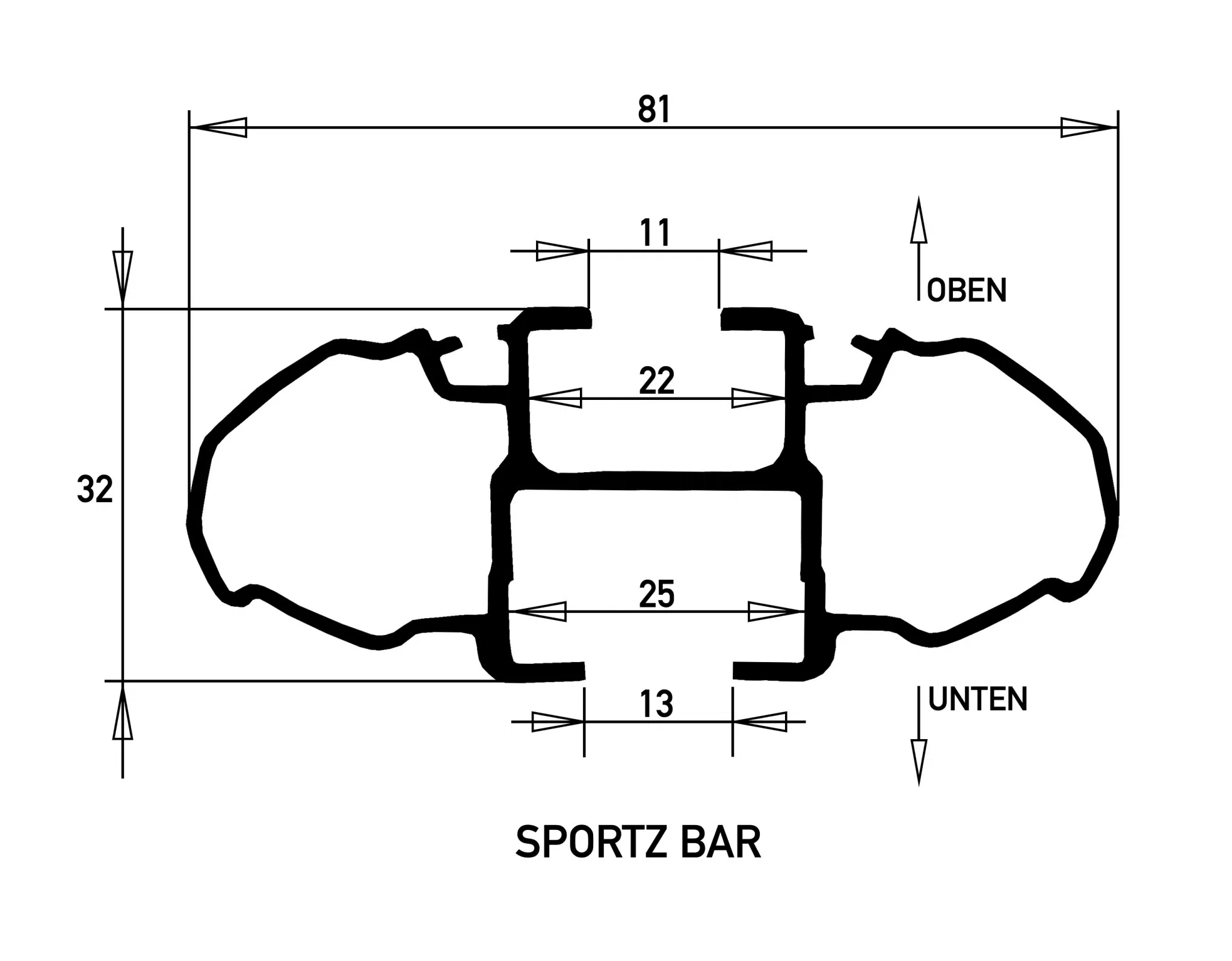 Rhino Rack - Sportz Querträger 1370mm, (3 Stk.) Pajero V60/80 lang, inkl. Schienenkit - GPC-Offroad