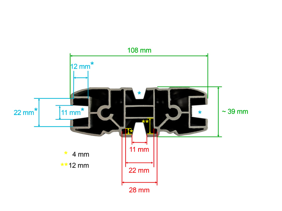 Rhino-Rack Reconn-Deck Querträger - 1650mm - Schwarz