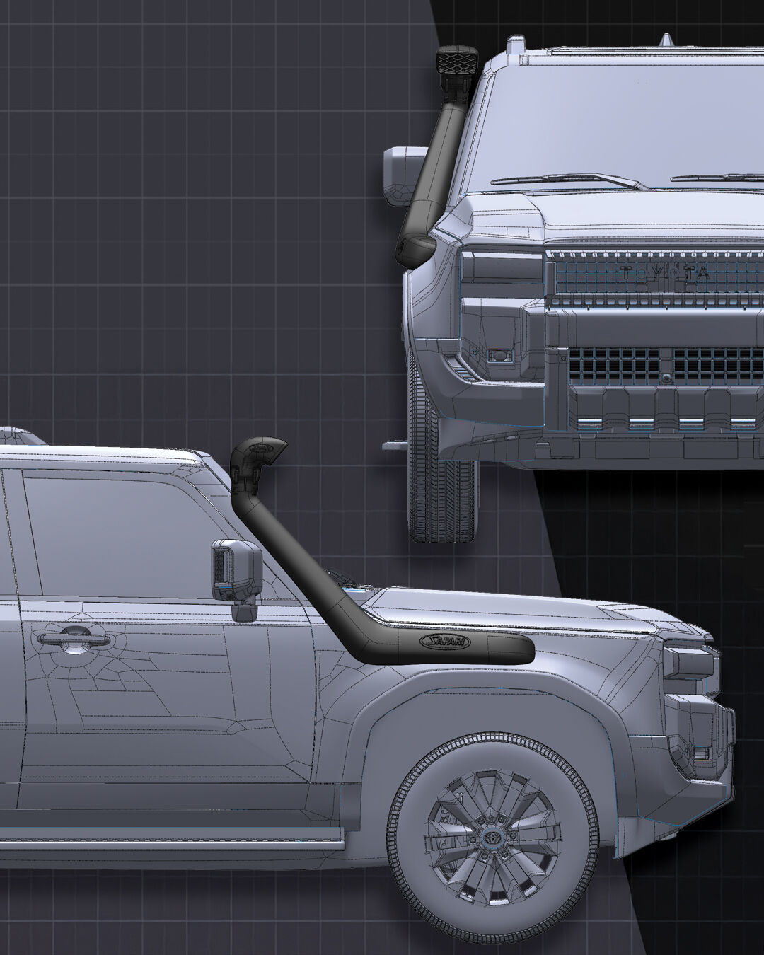 SAFARI V-SPEC Schnorchel - Toyota Landcruiser J250 - 2.8L Diesel, 2.4L Benziner - GPC-Offroad