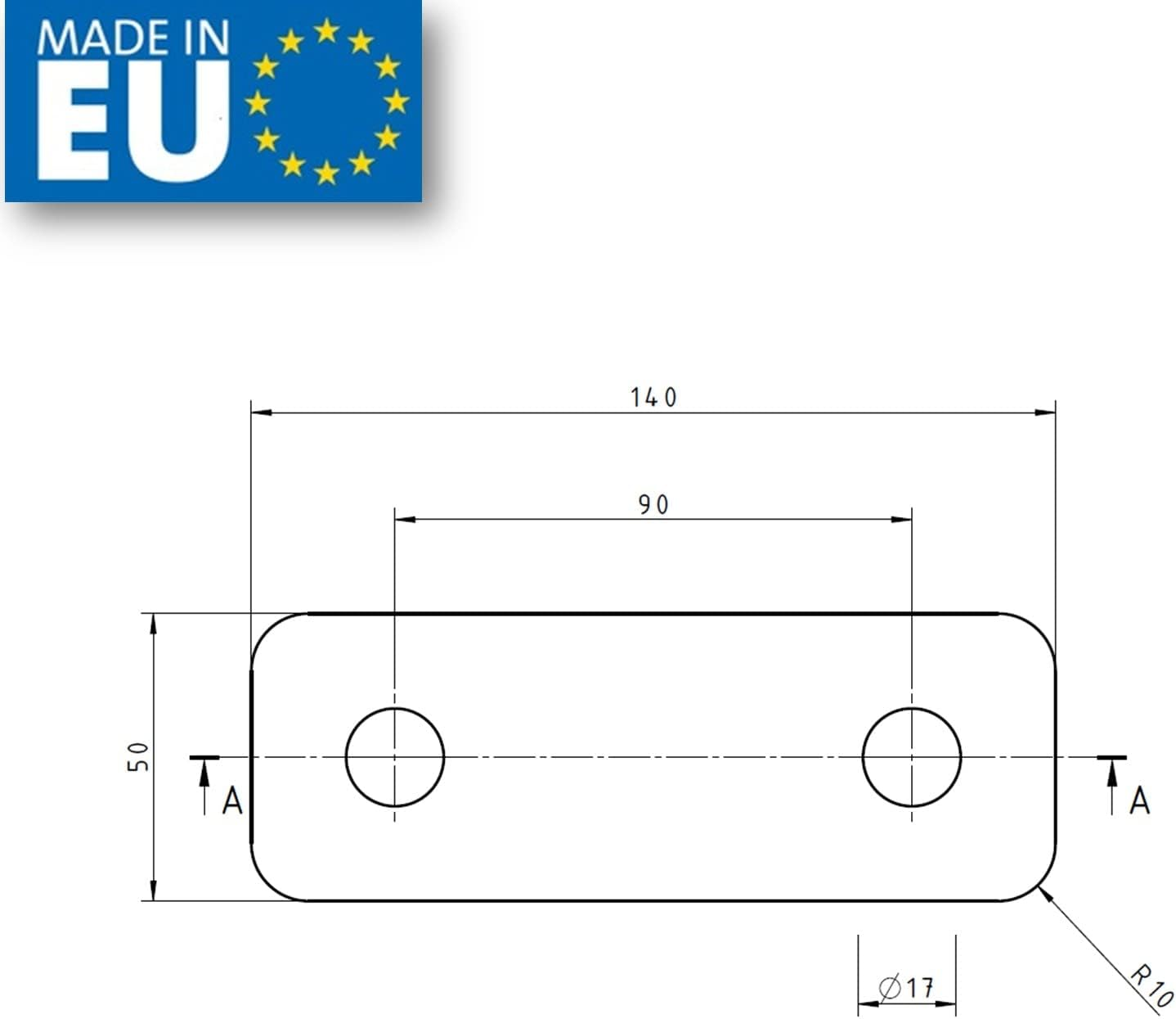 Anhängerkupplung Verlängerung 75, 100, 125mm Hakenverlängerung Adapter für Flanschkugel AHK 2 Loch 90 mm Lochabstand - GPC-Offroad