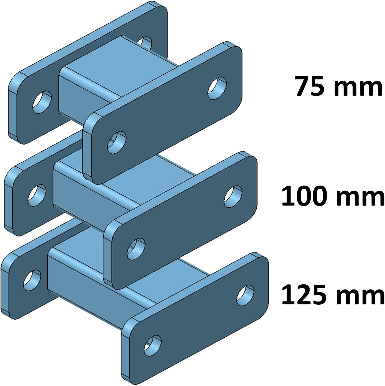 Anhängerkupplung Verlängerung 75, 100, 125mm Hakenverlängerung Adapter für Flanschkugel AHK 2 Loch 90 mm Lochabstand - GPC-Offroad