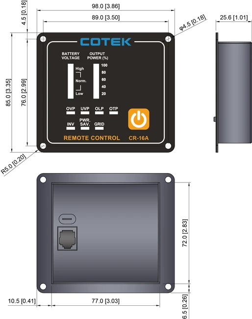 COTEK CR-Fernbedienungen für Wechselrichter 7,5m Kabel