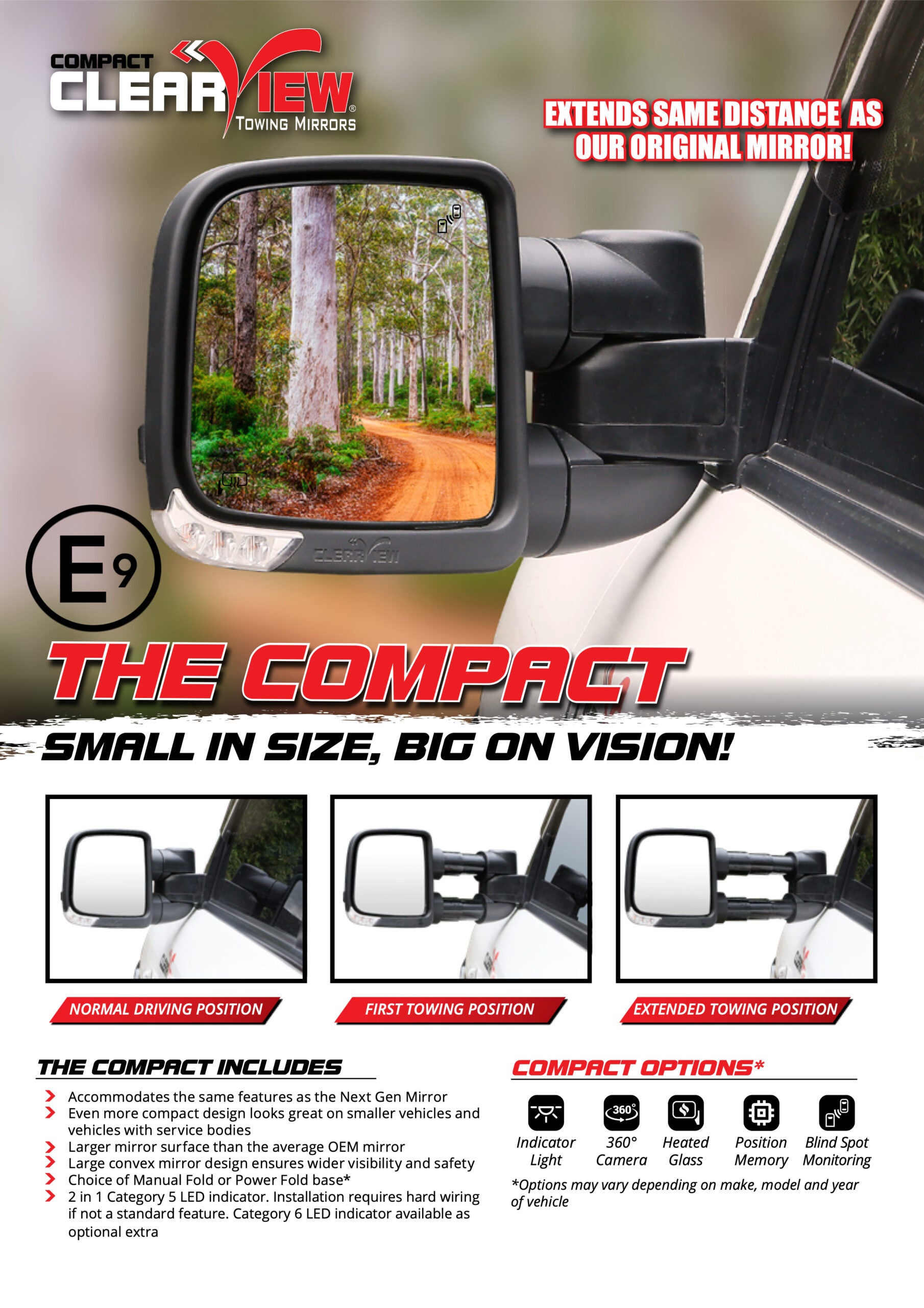 ClearView rearview mirror Heavy Duty Ford Ranger (from 2023-/PY) - COMPACT