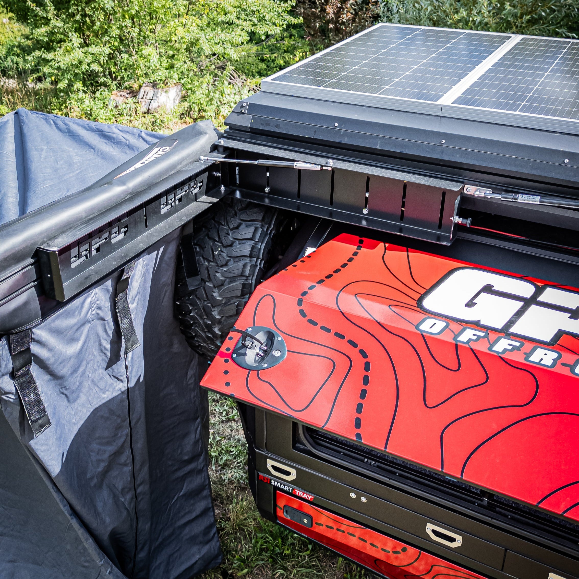 GPC 90Grad Duschzelt Scharnier - Gasdruck, Edelstahl, schwarz - GPC-Offroad