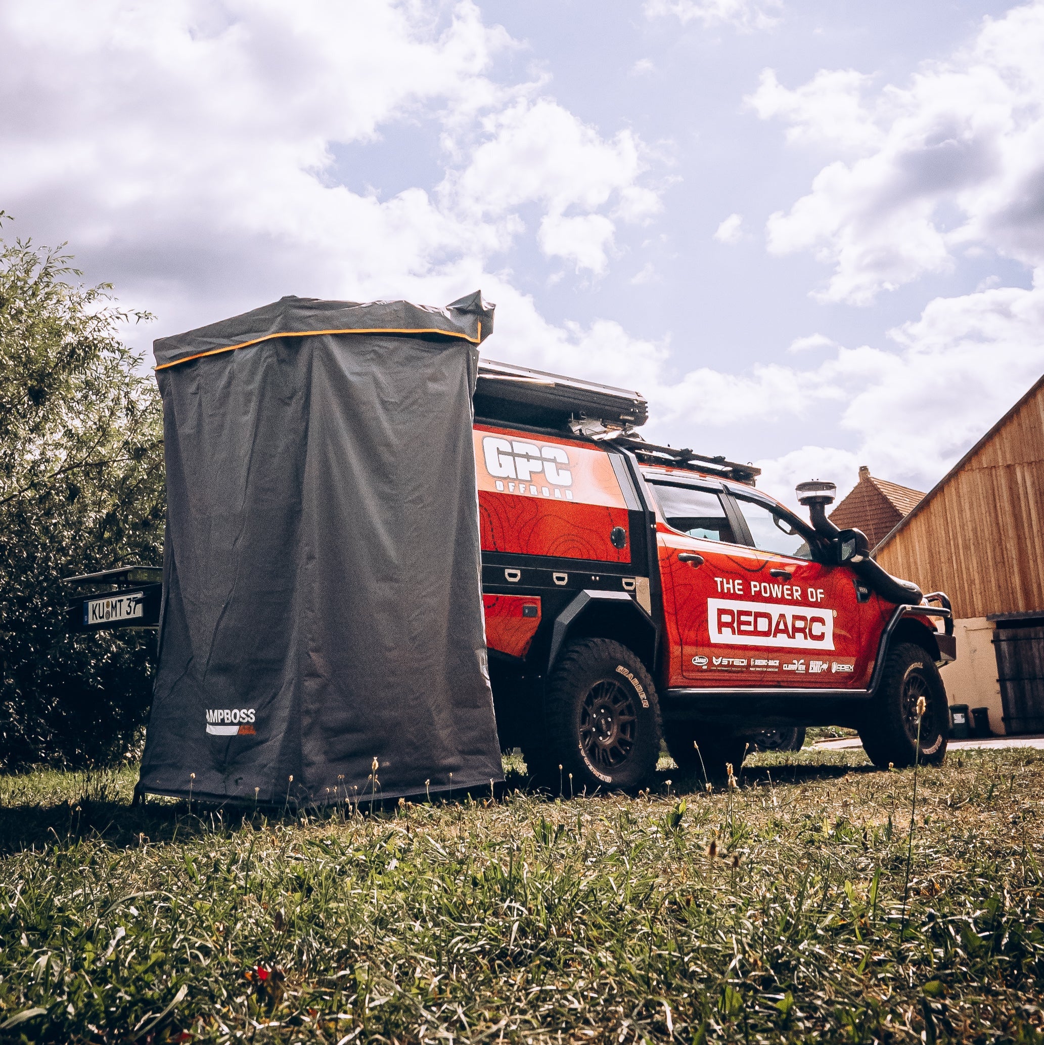 GPC 90Grad Duschzelt Scharnier - Gasdruck, Edelstahl, schwarz - GPC-Offroad