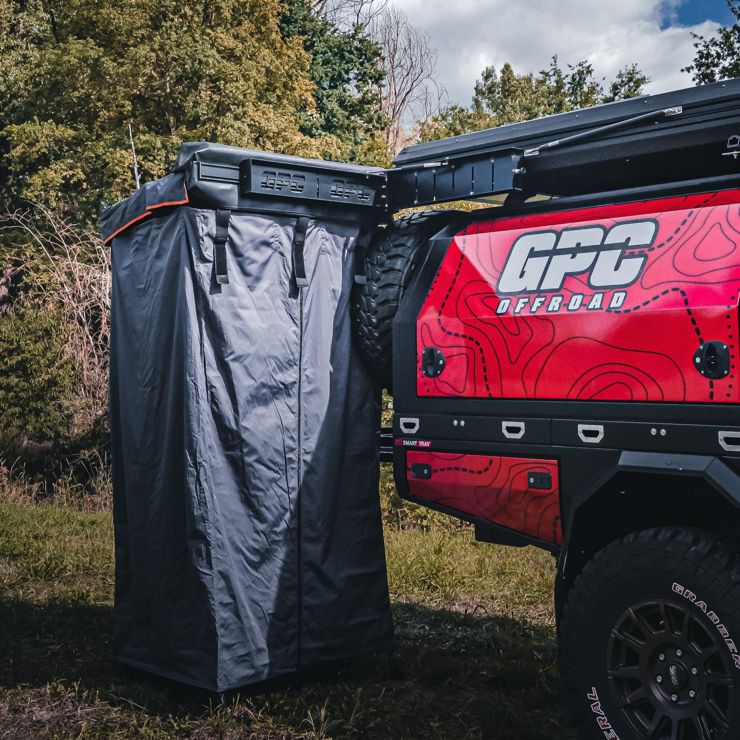 GPC 90Grad Duschzelt Scharnier - Gasdruck, Edelstahl, schwarz - GPC-Offroad