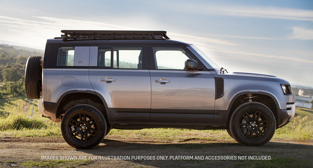 Land Rover New Defender ab 2020- (110; m. OEM Tracks) - Rhino Rack Pioneer 6 Plattform (1900x1240mm) inkl. Backbone