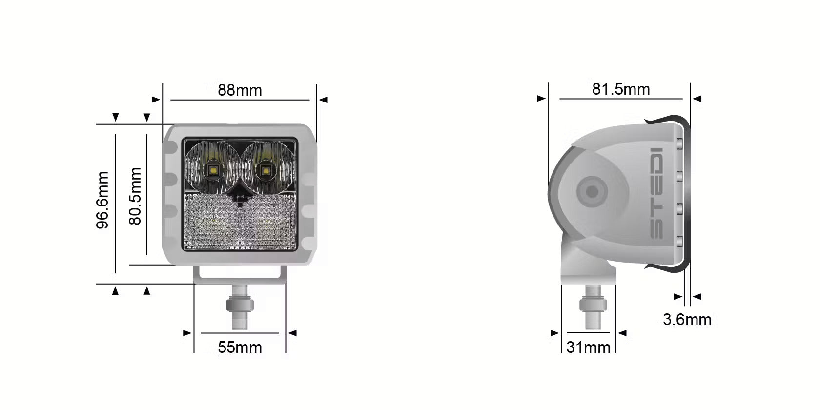 STEDI Marine C4 White Edition LED Light Cube (Rot/Weiß Dual Linse)