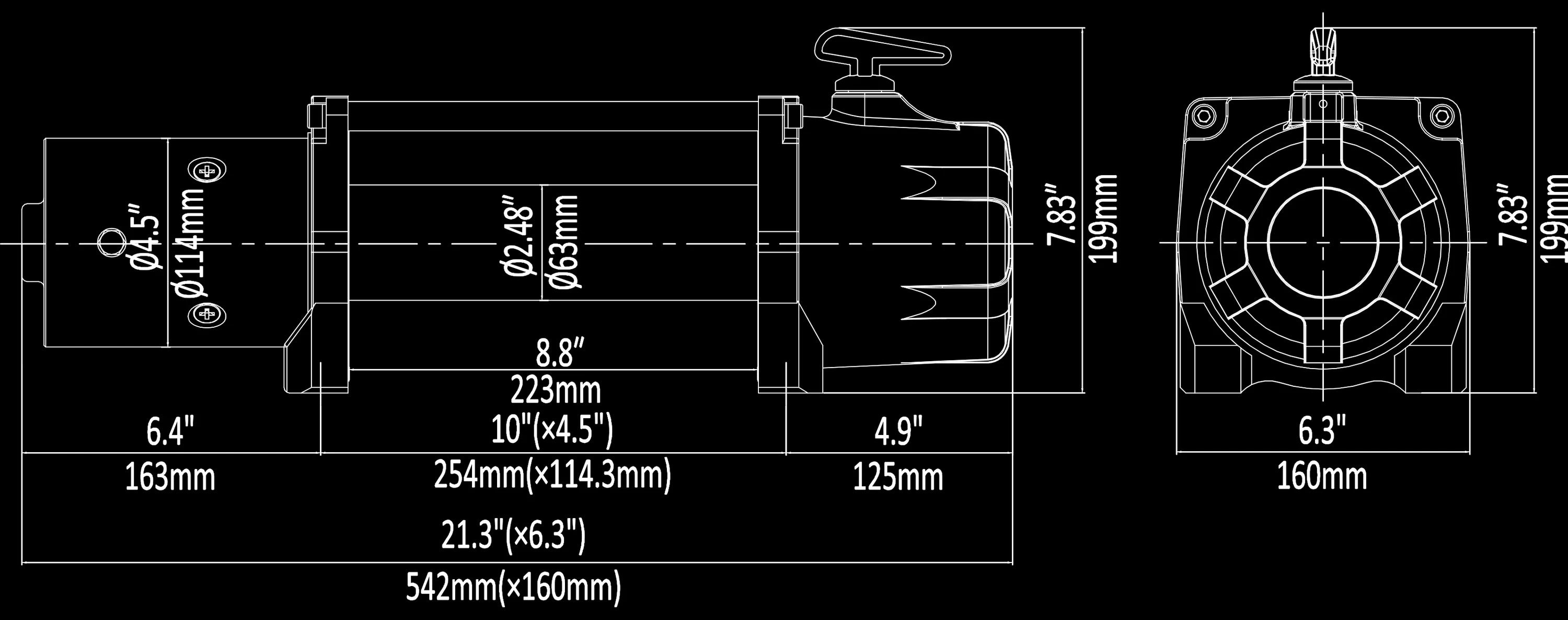 Runva - EWL12000 - 12V Seilwinde mit Synthetic Seil - kompaktes Einbaumaß