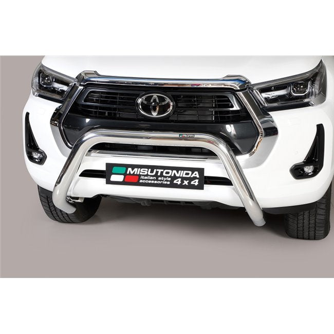 Front protection bar Toyota Hilux chrome stainless steel 76mm (from 2021-) 