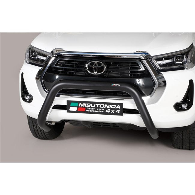 Front protection bar Toyota Hilux black matt stainless steel 76mm (from 2021-) 