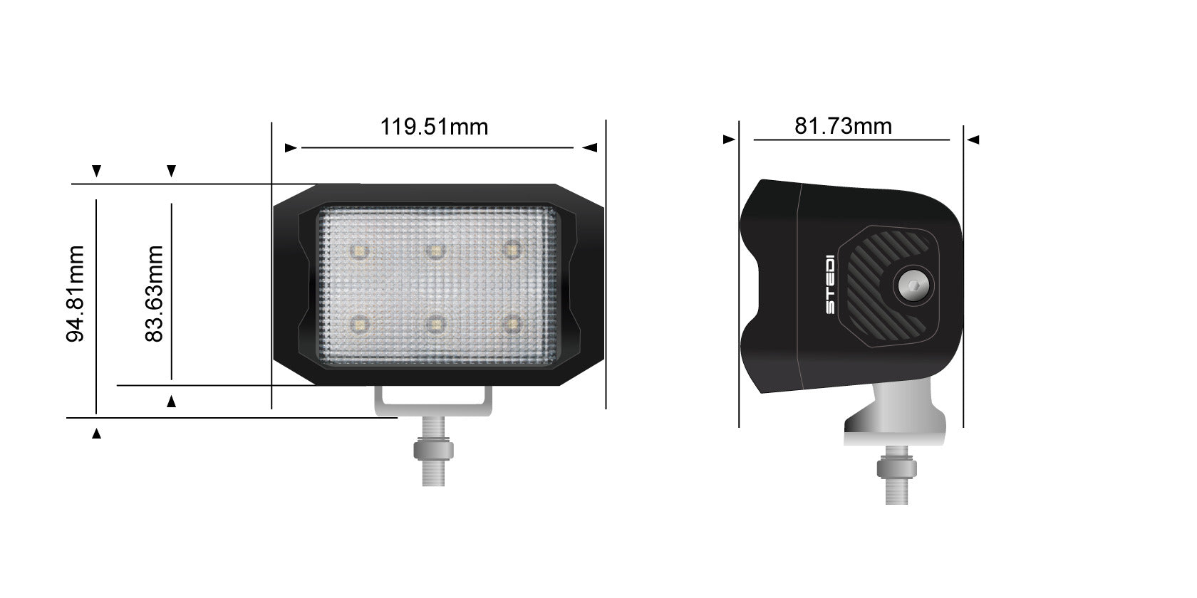 STEDI G6 Black HYPER FLOOD Work LED - GPC-Offroad