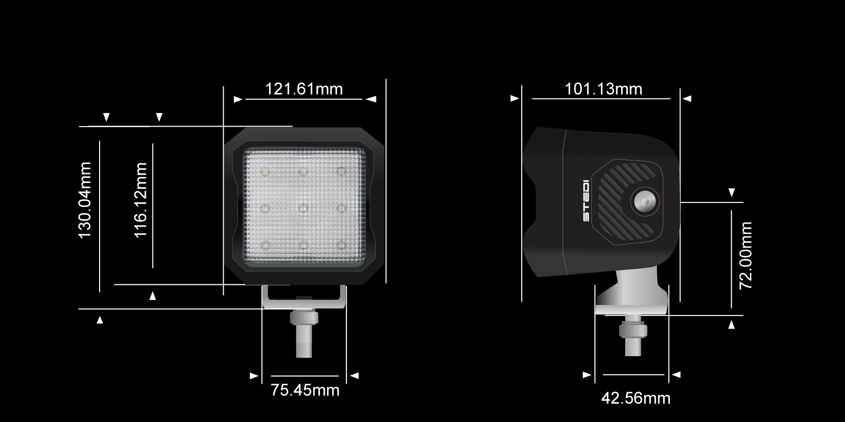 STEDI G9 Black ULTRA FLOOD Work LED - GPC-Offroad