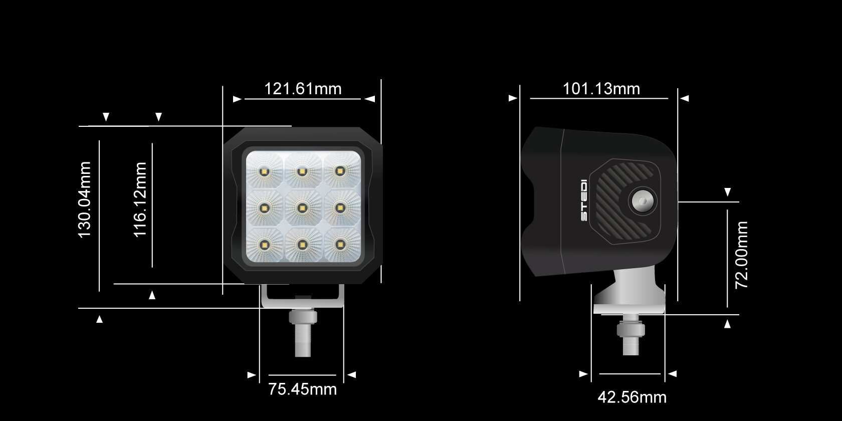 STEDI G9 Black FLOOD Work LED - GPC-Offroad