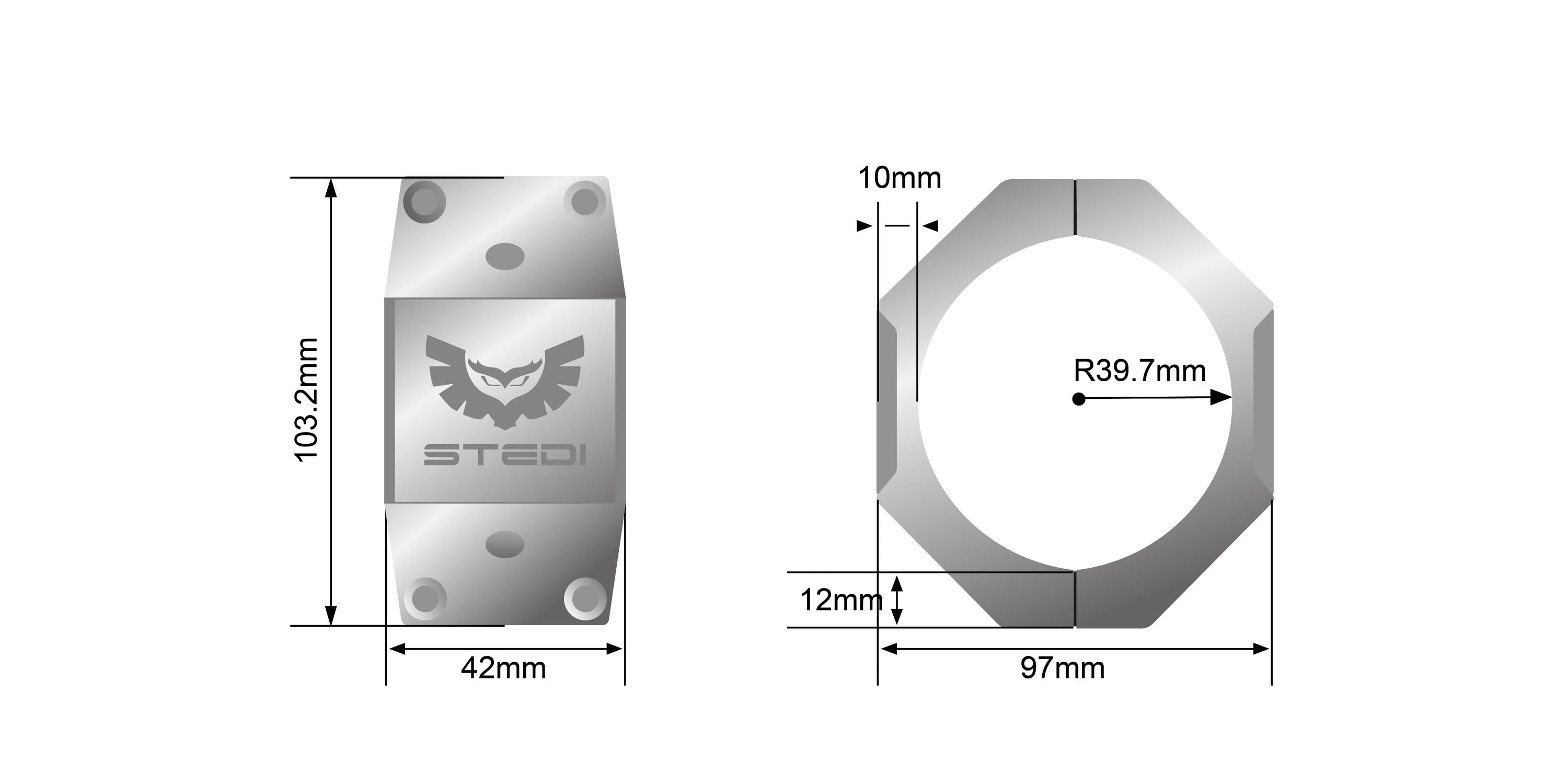 STEDI HEX Rohrklemme | Montagehalterung Silver Edition