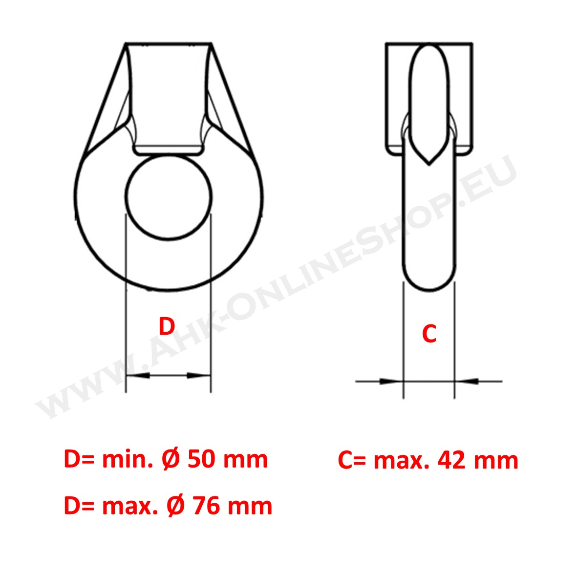 Universelle Kombi-Hakenkupplung für Kupplungsöse und Kupplungsmaul - 4 Loch 83x56mm Ausführung - GPC-Offroad