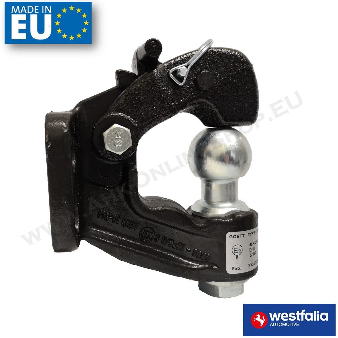 Universelle Kombi-Hakenkupplung für Kupplungsöse und Kupplungsmaul - 2 Loch Ausführung 90mm - GPC-Offroad