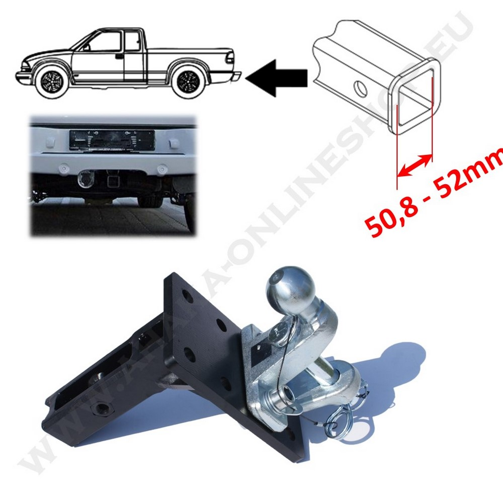 AHK Heavy Duty Einschub mit Zugmaul und Kugelkopf für Receiver in Höhe von 312-494 mm - GPC-Offroad