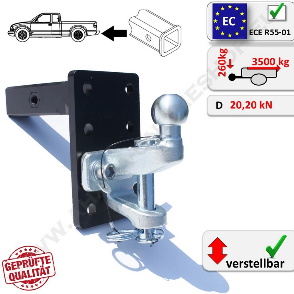 AHK Heavy Duty Einschub mit Zugmaul und Kugelkopf für Receiver in Höhe von 312-494 mm - GPC-Offroad