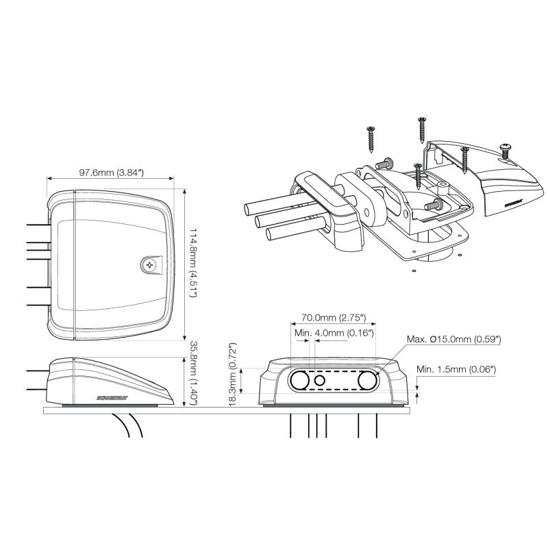 ScanStrut - Horizontale Multi-Kabeldurchführung - (1-4 Kabel) Bis zu Ø15mm, Kunststoff
