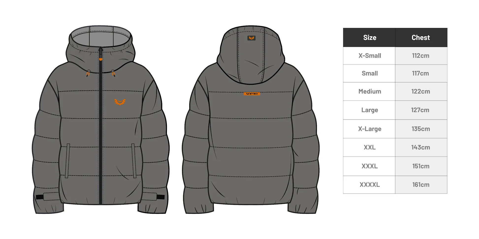 STEDI - Grey Puffer Jacke (Lange Größe)