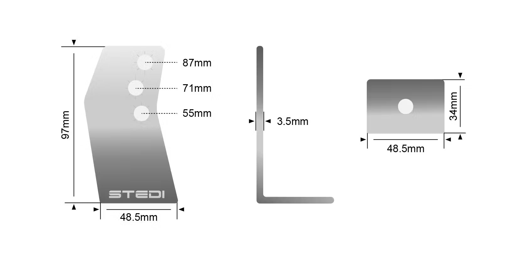 Ersatz Halterung für LED Light Bars Brushed Stainless 95mm - GPC-Offroad