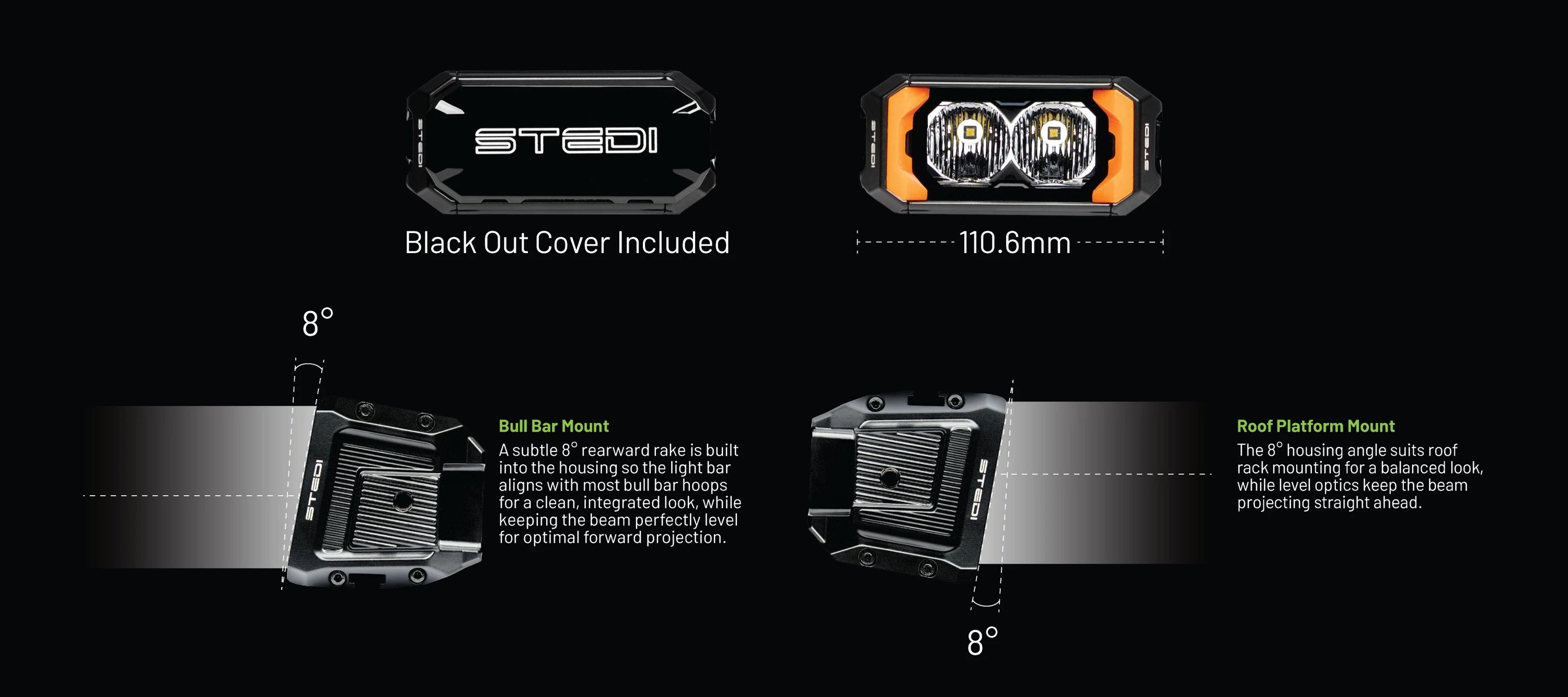 STEDI Sport Plus, Single Row, 4.3 inch, 2 LED Light Bar
