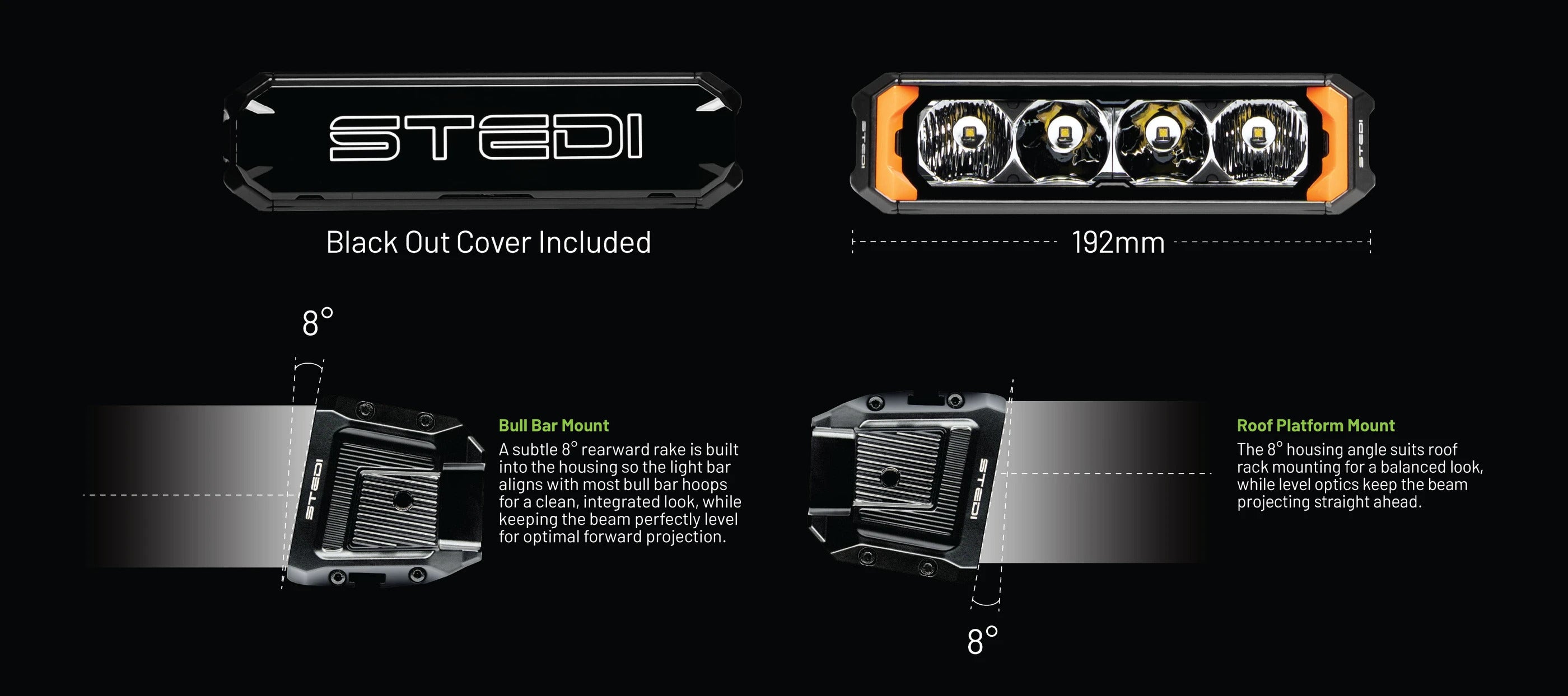 STEDI Sport Plus, Single Row, 7.5 inch, 4 LED Light Bar