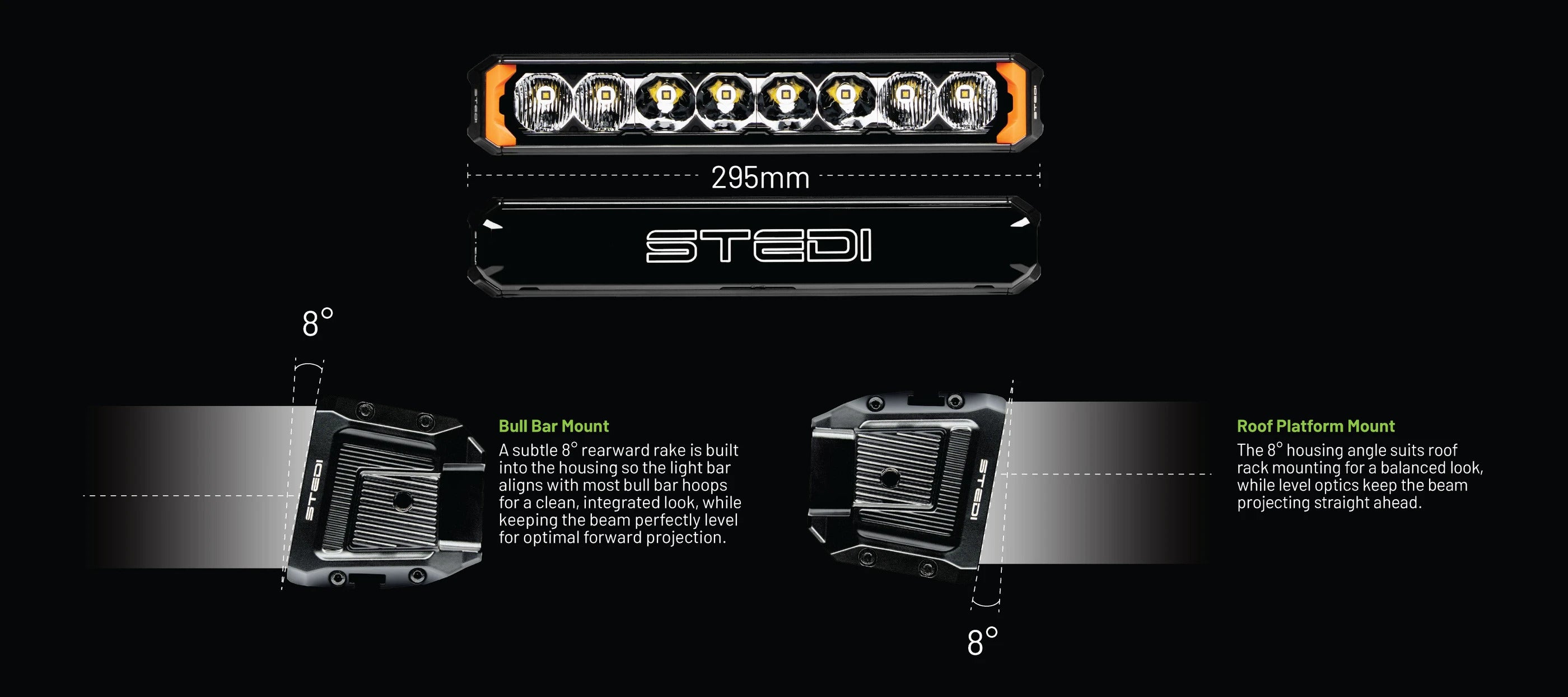 STEDI Sport Plus, Single Row, 11.5 inch, 8 LED Light Bar