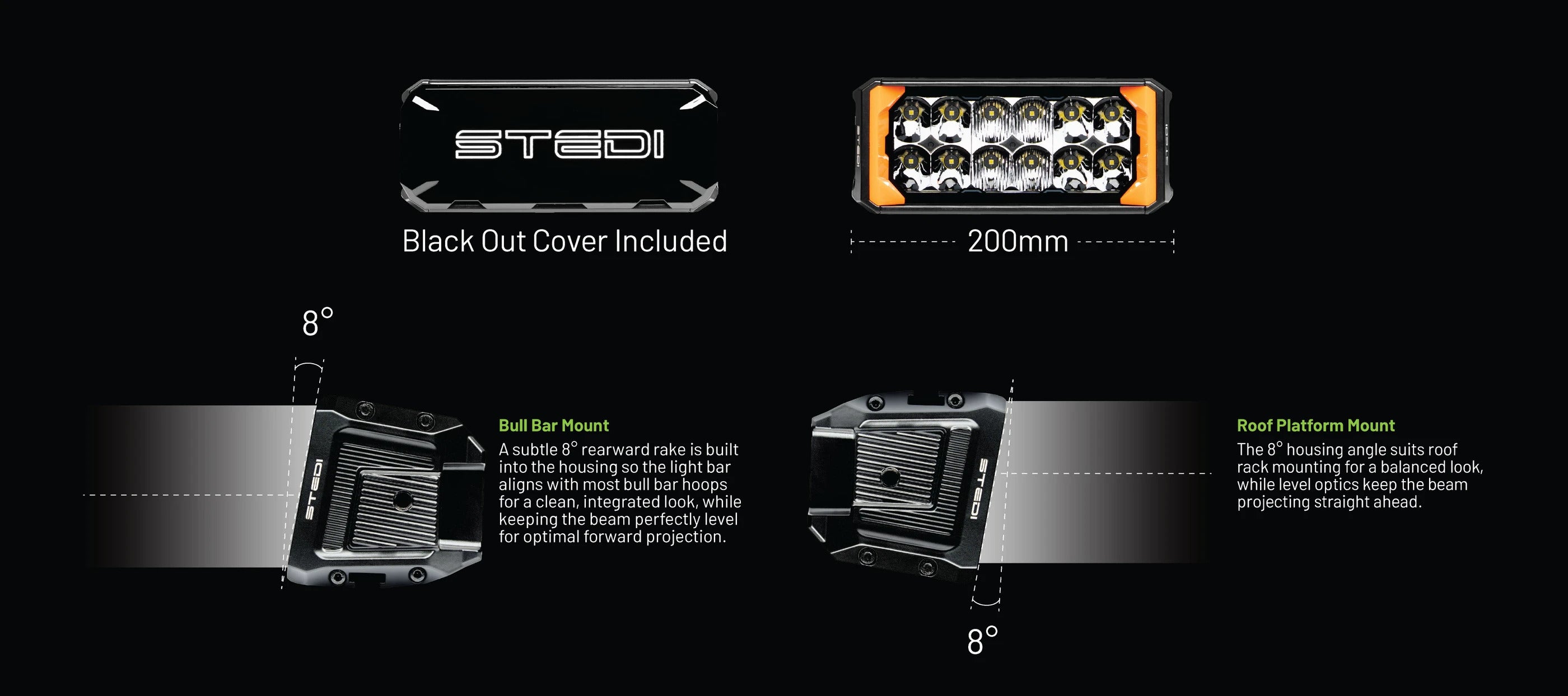 STEDI Sport Plus, Double Row, 8 inch, 12 LED Light Bar