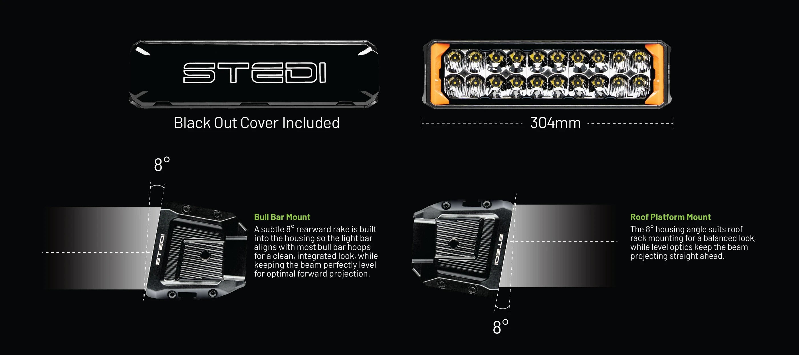 STEDI Sport Plus, Double Row, 12 inch, 20 LED Light Bar