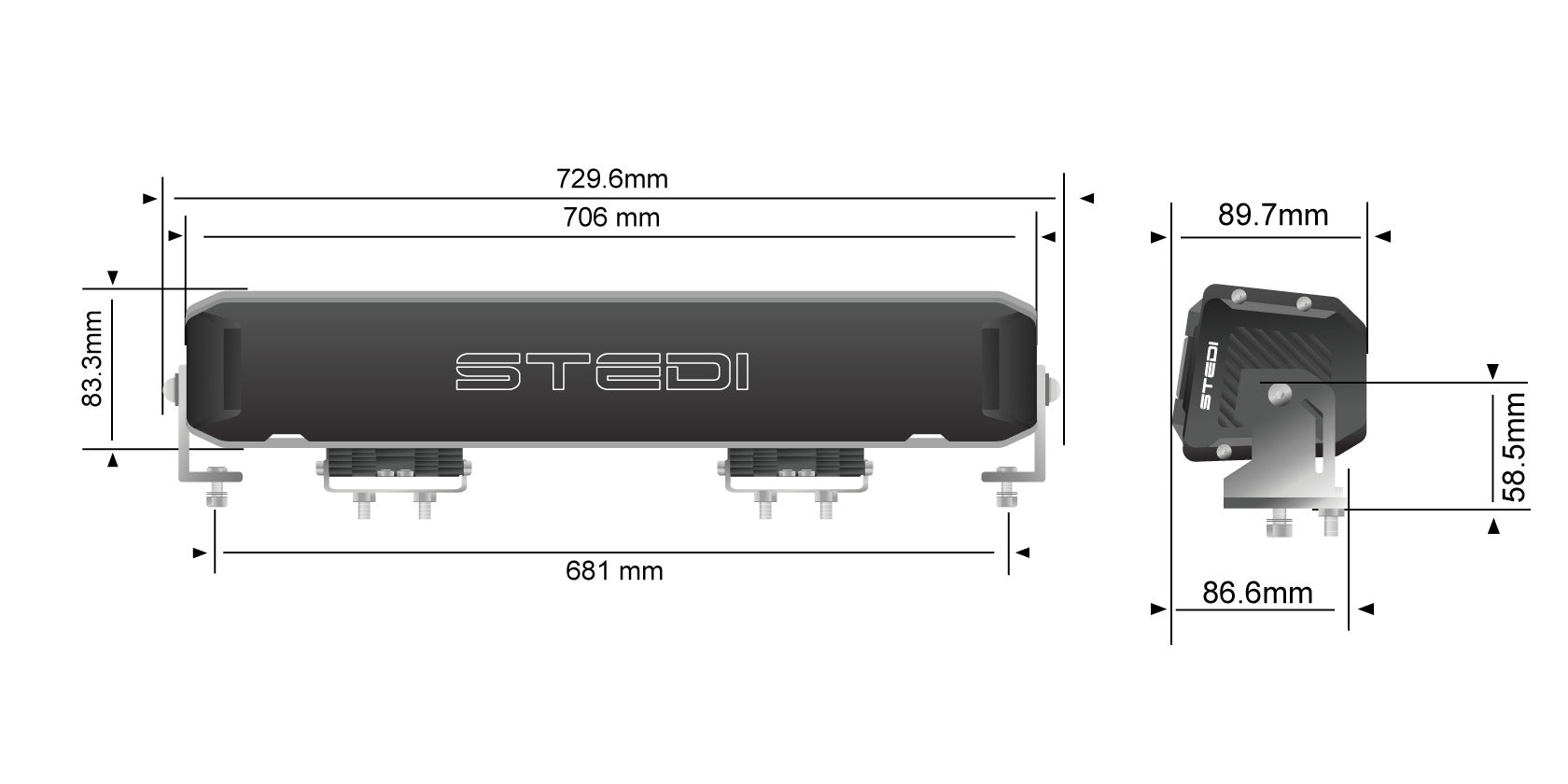 STEDI Sport Plus, Double Row, 28 inch, 52 LED Light Bar