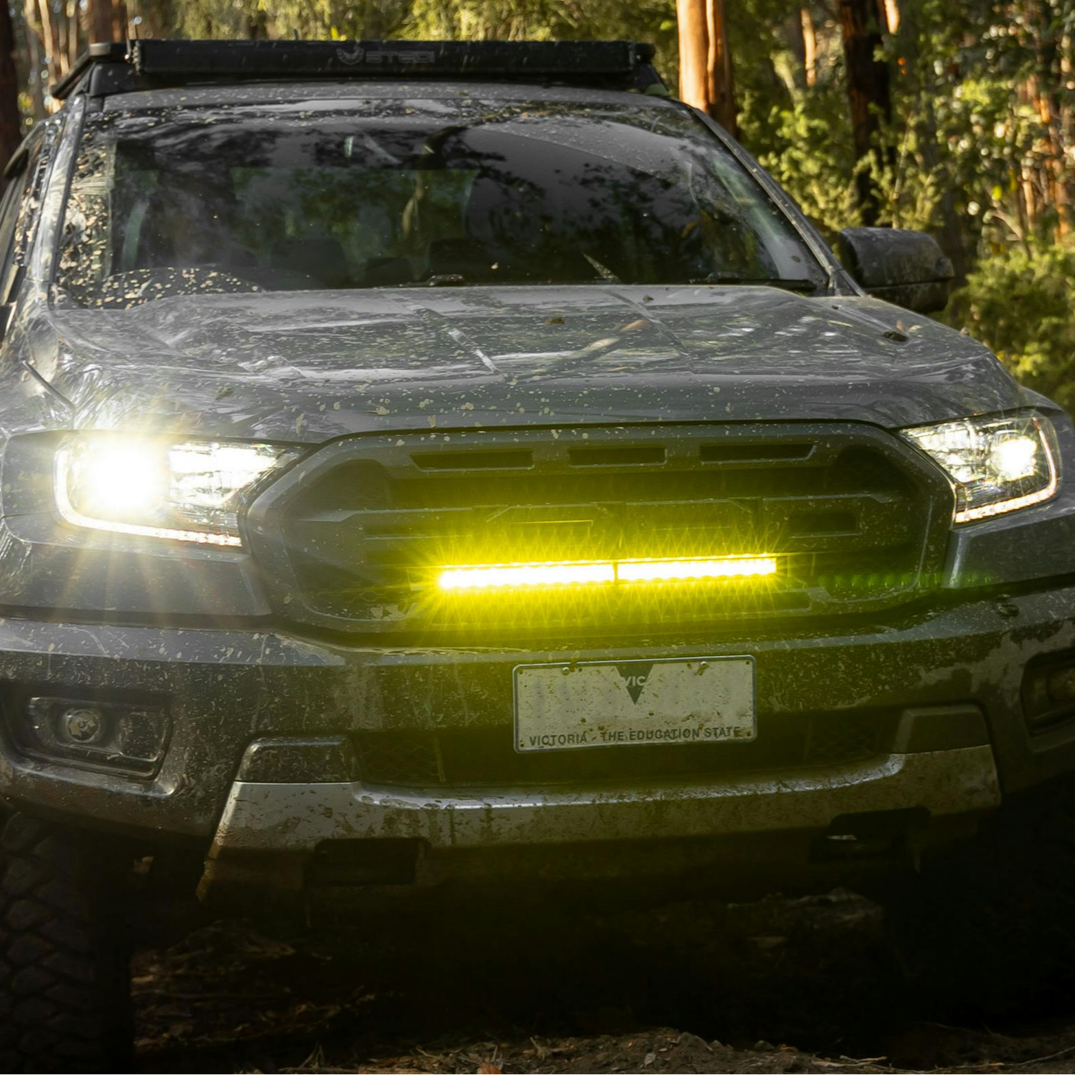 STEDI Ford Ranger Raptor PX3 Kühlergrill Befestigung mit ST1K (Gelb) + Fernlichtadapter